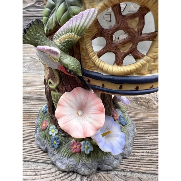 PartyLite Porcelain Treetop Inn P7320 Retired Birdhouse Bluebird Morning Glories - Picture 2 of 12